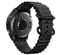 NotoCity for Garmin Fenix 6 pro Strap,22mm Quick Fit Strap for Garmin Fenix 5/6/7/5Plus,Ocean Wave Silicon Strap for Garmin Forerunner 935/945/955/Instinct/Instinct 2 Black