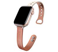 NotoCity Leather Strap Compatible with Apple Watch 40/41/38mm, Women's Minimalist Brown Leather Replacement Band for Apple Watch SE/Series 9/8/7/6/5/4/3/2/1