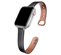 NotoCity Leather Strap Compatible with Apple Watch 49mm 45mm 44mm 42mm, Women's Leather Replacement Strap for Apple Watch Series 9/8/7/6/5/4/3/2/1/SE, iWatch Ultra/2 49mm, Standard Design, Black
