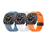 NotoCity Samsung Galaxy Watch Ultra Magnetic Silicone Strap 47mm for Men Women - Replacement Band (White, Premium Blue, Orange)