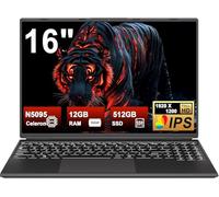 NOTODD Laptop 16" Laptop 12GB LPDDR4 512GB SSD Celeron N5095 up to 2.9Ghz 4-Core Win 11 PC 1920 * 1200 2K Support 2.5" HDD 1TB SSD Expandable with Cooling Fan Numeric Keypad - Black