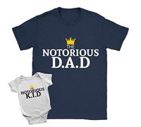 Notorious Dad + Notorious Kid Duo Babygrow and T-Shirt 6-12m Babygrow | Medium T-Shirt White + Navy New Baby Music Gift