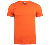 noTrash2003 Clique Basic Men's V-Neck Short Sleeve T-Shirt, Tight Fit, Neck Band, Back Collar Cuffs with Elastane, 145 g/m², Oeko-Tex Certified, orange, M