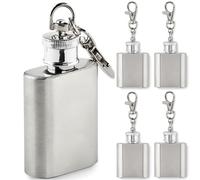 noTrash2003 Mini Hip Flask 30 ml Keyring Stainless Steel Hip Flask for Fruits, Whiskey, Cognac Trekking, Hiking, Skiing, Outdoor, Pack of 1
