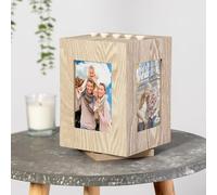 noTrash2003 Rotating Photo Frame Photo Cube for 4 Photos in 13 cm x 9 cm Format Made of Wood with Photo Album for 100 More Photos in 5 Removable Drawers