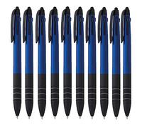 notrash2003® Set of 10 Triple Ballpoint Pens 3 Colours Blue Red and Black and Touch Pen 4-in-1 Writing Instrument (Blue)