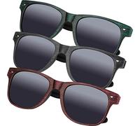 noTrash2003 Set of 3 sunglasses for women and men with UV400 protection in filter category 3 in retro style, Red Green Grey, 145