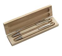 noTrash2003 Sustainable Certified Beech Wood Writing Set with Blue Ballpoint Pen and Mechanical Pencil in Beech Wood Case, 100-4519