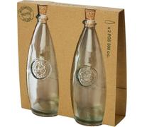 noTrash2003 Two-Piece Vinegar and Oil Dispenser Set Salad Dressing Cruet Salad Cruet Sustainable Made from Recycled Glass 300 ml Each with Practical Cork Stopper
