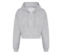 noTrash2003 Women's Hooded Full-Zip Sweat Jacket, Sweatshirt, Hoodie with Zip, Cropped Bolero Style, XXS-XL, in 5 Colours (XL, Heather Grey)