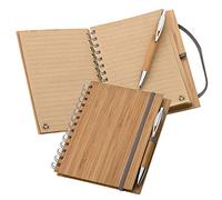 notrash2003 Writing Set with Notebook Bamboo Cover (140 Lined Pages) Including Bamboo Ballpoint Pen 14.5 x 18 x 1.7 cm