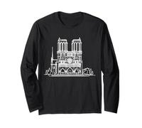 Notre Dame Cathedral Line Art Paris Gothic Architecture Long Sleeve T-Shirt