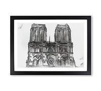 Notre Dame in Paris France in Abstract Framed Print | A2 Black Framed Wall Art | Ready to Hang | Abstract Fantasy Picture | Living Room Bedroom Lounge Office