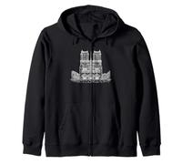 Notre Dame Line Art Paris Zip Hoodie