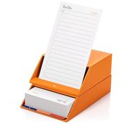 Notsu Centre Rise To Do List Card Planner Box Stand Set | 50 Foldable To-Do Vertical Notecards 3x5, Productivity Index Card Organizer Tab Dividers, Desk Card Holder Stand (Orange)