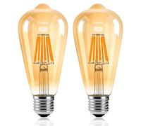 Nottac E27 Edison Screw Bulb ST64 Vintage Light Bulb, 4W=40W 2200K 2 Pack | warm white vintage bulb, squirrel cage, 2200K retro amber glow, CRI>80, metal base secure fit, flicker-free, chandeliers