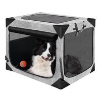 Nottia Dog Crates,Collapsible Soft Travel Crate for Large Dogs (3 Year Warranty), Indoor & Outdoor Portable Pet Kennel with Chew Proof Mesh Door (36" L x 25" W x 25" H, French Gray)