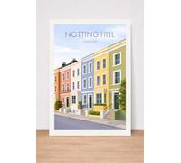 Notting Hill London Art Print, Colorful Row Houses, Wall Decor, British Architecture. Size A4