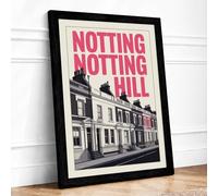 Notting Hill Typography Poster Modern Framed Wall Art Print A1 (84.1×59.4cm) Black, Wall Decor for Living Room, Bedroom, Office & Home, Ready to Hang, Art Gift