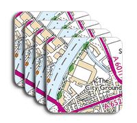 Notts Forest Stadium Map Coaster Set, City Ground Map Set of 4 Coasters, Coaster Gift Set for Forest Supporter