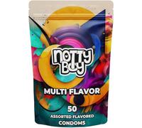 NottyBoy Assorted Flavour Condoms 50 Pack, Includes Variety Such As Strawberry, Bubblegum, Banana, Chocolate and Green Apple | Ultra Thin, Tighter Shape