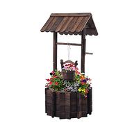 Notume Garden Wooden Decor Rustic Wishing Well Planter Outdoor Home Décor for Patio, Upgrade Wishing Well Garden, Yard Hanging Bucket Patio Lawn Backyard Home Decor