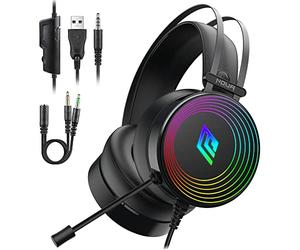 Noua Crux Rainbow 50mm Over-Ear Gaming Headphones with Flexible Microphone Gaming Headset with 3.5mm Jack and Volume Control Headset for PS4, PS5, Xbox One, Switch, PC, Mac, Laptop, Tablet
