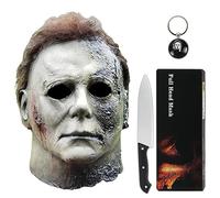 Noufun Michael Myers Mask for Adults, Original Micheal Myers Face - Halloween 1978, Full Head Mask Halloween Horror Face Headgear Latex Rubber with Hair, Includes Knife and Keychain