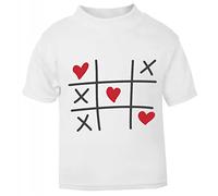 Noughts and Crosses Doodle Game with Hearts (Romantic Quotes for Couples, Anniversary) Short Sleeve Cotton Toddler t Shirt, 1-2 Years, White