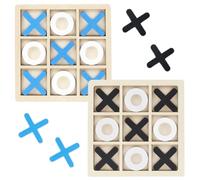 Noughts and Crosses Game, Wooden Board Games Set with Blue and White XO Chess, Classic Board Games, Noughts & Crossesfor Family Travel Entertainment Educational Strategy