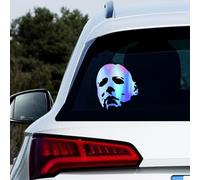 Nouiroy 2PCS Horror Michael Peeking Sticker for Cars Halloween Thriller Vinyl Stickers Funny Scary Peeking Car Decal Halloween Car Window Bumper Decor (Rainbow Blue, Michael Peeking)