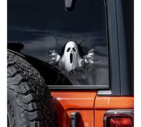 Nouiroy Horror Ghost Sticker for Cars -Horror Theme Cracked Car Decals and Stickers Waterproof Vinyl Decal Dark Gothic Decoration Sticker for Car Window Bumper Truck SUV (White Ghost)