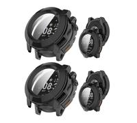 NOUKAJU 2pack Case for COROS NOMAD, Protective Cover Smart Watch,Built-in 9H Tempered Glass Film, Hard PC,Easy to Install,Screen Protector for COROS NOMAD Sports Watch(Black+Black)