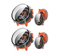 NOUKAJU 2pack Case for SUUNTO RUN, Protective Cover Smart Watch,Built-in 9H Tempered Glass Film, Hard PC,Easy to Install,Screen Protector for SUUNTO Run Sports Watch(Clear+Clear)