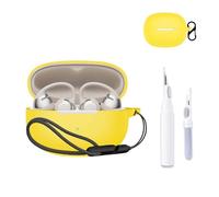 NOUKAJU for SHOKZ OpenDots One Case Cover, Earphone Protective Cover(with Carabiner + Lanyard + Cleaning Pen) Drop-Proof,Shock-Proof,Dust-Proof,Protective Case for SHOKZ OpenDots One(Yellow)