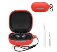 NOUKAJU for Shokz OpenFit Pro Case Cover, Earphone Protective Cover(with Carabiner + Lanyard + Cleaning Pen) Drop-Proof,Scratch-Proof,Shock-Proof,Case for Shokz OpenFit Pro(Red)