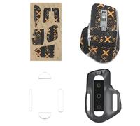 NOUKAJU Mouse Grip Tape for Logitech MX Master 3S, Rounded Curved Edges Mouse Feet Skates,Self-Adhesive PreCut Sweat-Resistant Professional Mice Upgrade Kit(Foot pad + Black-Gold Mouse Tape)