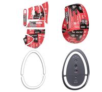 NOUKAJU Mouse Grip Tape for Logitech MX Vertical, Rounded Curved Edges Mouse Feet Skates,Self-Adhesive PreCut Sweat-Resistant Professional Mice Upgrade Kit(Foot pad + Red Mouse Grip Tape)