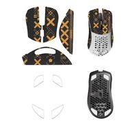 NOUKAJU Mouse Grip Tape Full Coverage for Glorious Model D, Rounded Curved Edges Mouse Feet Skates,Self-Adhesive PreCut Sweat-Resistant Professional Mice Upgrade Kit(Foot pad + Black-Gold Mouse Tape)