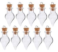 NOURIS Mini Glass Bottles,Wishing Bottles,10pcs Water- drop Shape Wishing Bottles Drifting Bottles Candy Jar Spice Bottles Jelly Jars with Cork Stoppers for DIY Art Crafts Birthday