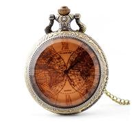 NOURIS Pocket Watch and Chain,Vintage Pocket Watch for Mens Womens Casual Double Globe Quartz Watch with Chain Christmas Graduation Birthday Gifts Fathers Day