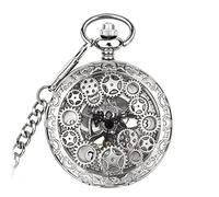 NOURIS Pocket Watch and Chain,Vintage Watch Necklace Steampunk Skeleton Mechanical Fob Chain Pocket Watches Clock Pendant Hand-Winding Men Women