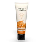 Nourish Mantra Glow Face Scrub | For Tan Removal, Gentle Exfoliation & Improved Skin Tone | Infused with Walnut Shell Powder, Alpha Arbutin, Hyaluronic Acid | All Skin Types | For Men & Women 100 ml