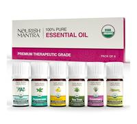 Nourish Mantra Pack of 6 Essential Oils | Premium Quality Essential Oil for Massage, Aromatherapy & Skin | 100% Pure and Natural Essential Oils | Perfect for Diffuser, Home & Car