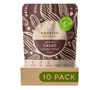 Nourish Organic Cacao Coconut Bites, Vegan, Gluten Free, Dairy Free, Keto Snacks, Pack of 10 x 40g