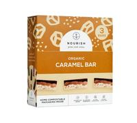 Nourish Organic Caramel Bar - Cacao Macaroon Base, Salted Caramel Centre & Raw Cacao Coating - Keto, Paleo, Vegan, Gluten, Grain, Dairy & Refined Sugar Free - 3 x 60g Packs