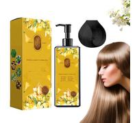 Nourishing Plant-Based Hair Color, 300ml Single Agent Floral Dye, Long-Lasting & Natural Hair Color Shampoo for Women,Softens and Adds Shine Men and All Hair Types (Natural black)