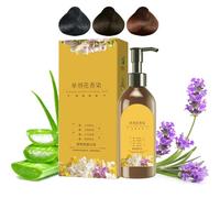 Nourishing Plant-Based Hair Color, Plant Single Dose Floral Fragrance Dye, Japanese Long Lasting Natural Hair Dye Shampoo, Softens and Adds Shine for Women & Men (Dark Brown)