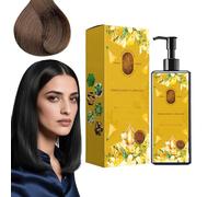 Nourishing Plant-Based Hair Color Shampoo 3 in 1, Herbal Ingredients for Gray Coverage, Long-Lasting Jet Black, Dark Brown & Chestnut Brown Shades for Women & Men, Softens Adds Shine (Chestnut Brown)