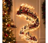 NourishNur Christmas Wall Lamp, Lighted Christmas Wall Decor with Santa Reindeer Snowman Train, 50cm LED Hanging Wall Light for Indoor Living Room Bedroom Holiday Party, E